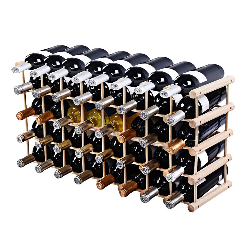 Pemberly Row Contemporary Pine Wood Wine Rack for 40-bottle in Natural