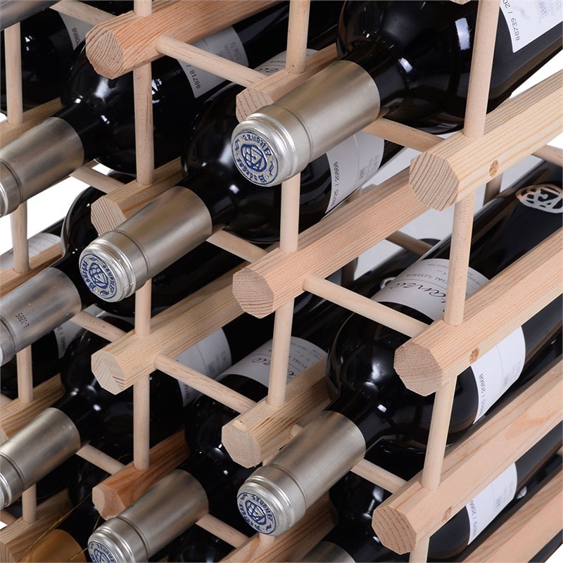 Pemberly Row Contemporary Pine Wood Wine Rack for 40-bottle in Natural