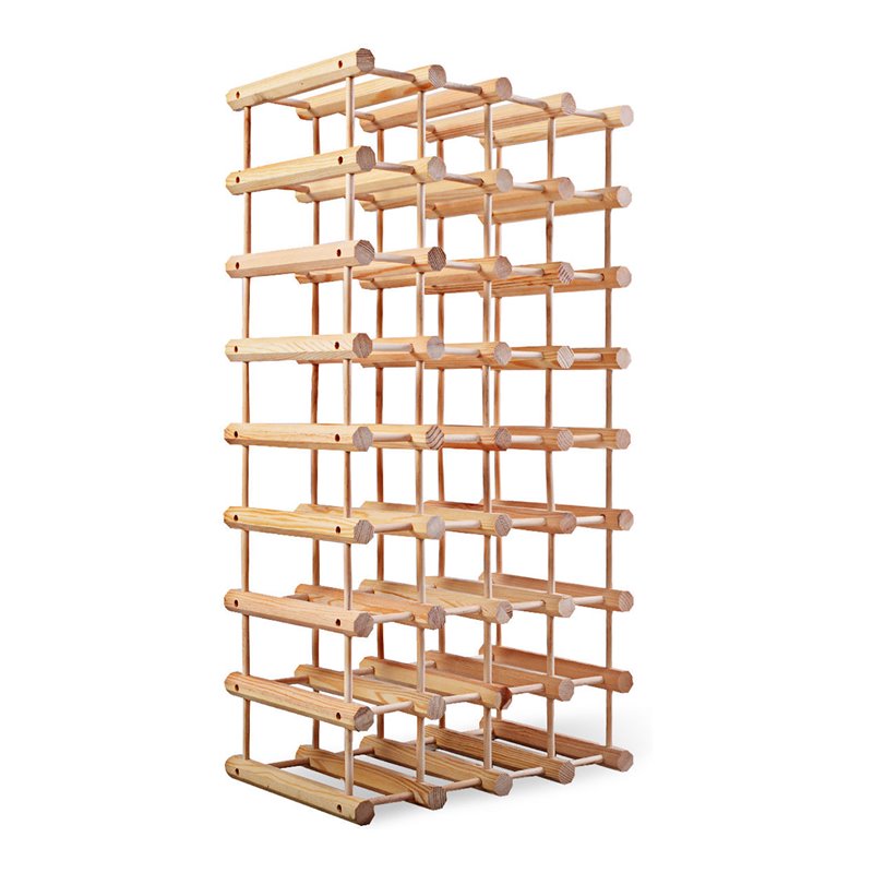 Pemberly Row Contemporary Pine Wood Wine Rack for 40-bottle in Natural