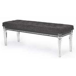 pemberly row lavish gray velvet bedside bench with acrylic legs