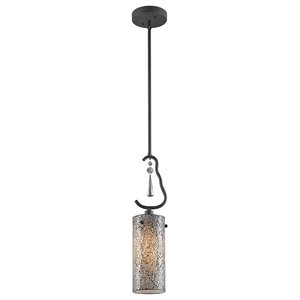 Pemberly Row 1-light Steel & Glass Mini Pendant in White Mosaic