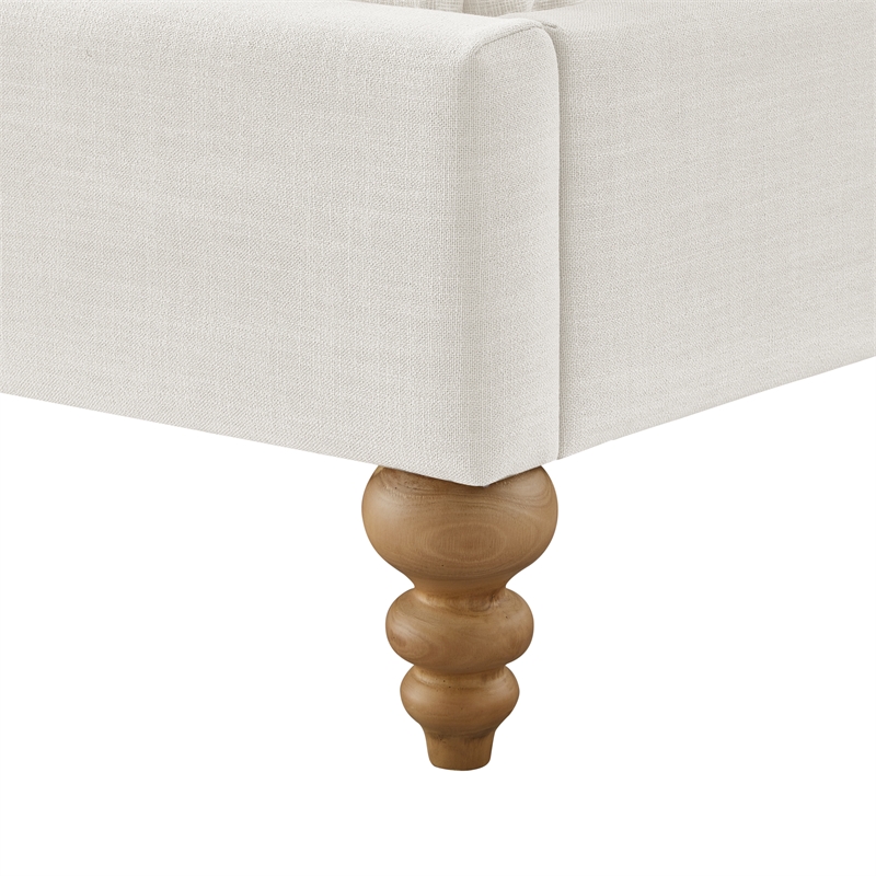 Pemberly Row Bed Cream White Linen Twin Wingback Upholstered