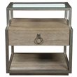 Pemberly Row Contemporary Glass Top Wood Side Table in Natural Finish