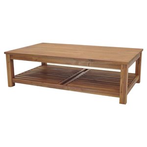 Pemberly Row Contemporary 47&quot Solid Wood Coffee Table in Natural/Amber