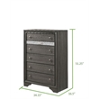 Pemberly Row Traditional Style 5 Drawer Chest in Gray Color made with Wood