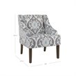 Pemberly Row Traditional Wood and Fabric Swoop Accent Chair in Suri Blue