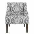 Pemberly Row Traditional Wood and Fabric Swoop Accent Chair in Suri Blue