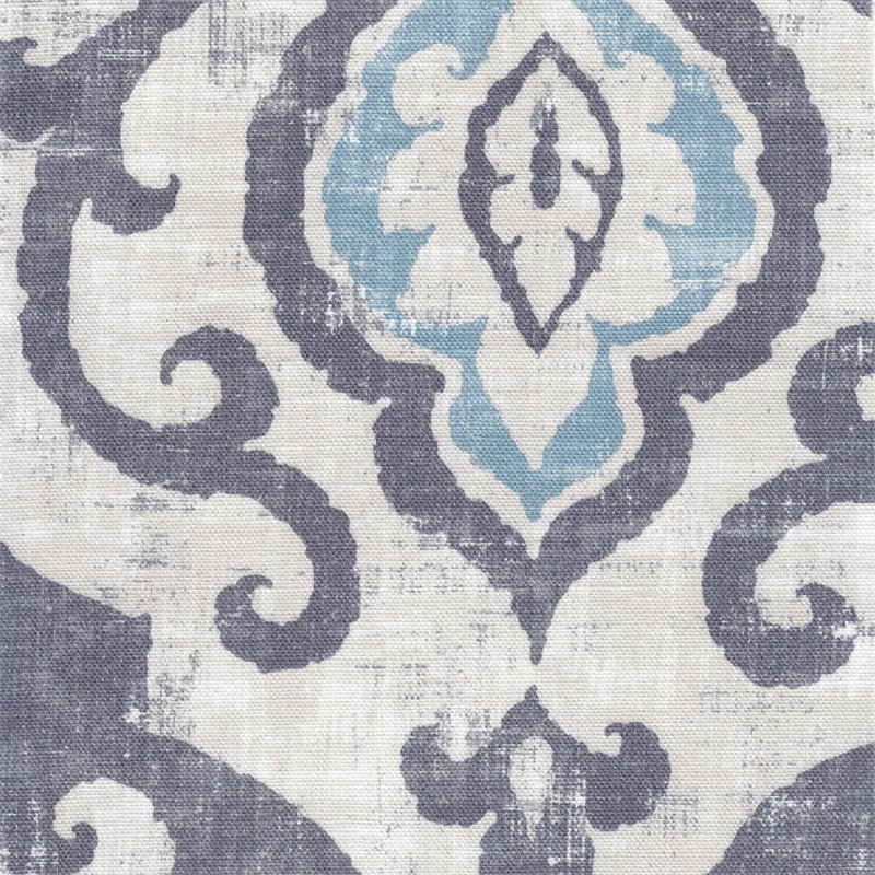 Pemberly Row Traditional Wood and Fabric Swoop Accent Chair in Suri Blue