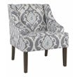 Pemberly Row Traditional Wood and Fabric Swoop Accent Chair in Suri Blue