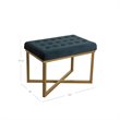 Pemberly Row Modern Metal Bench with Velvet Seat in Dark Blue Finish