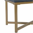 Pemberly Row Modern Metal Bench with Velvet Seat in Dark Blue Finish