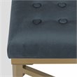 Pemberly Row Modern Metal Bench with Velvet Seat in Dark Blue Finish
