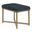 Pemberly Row Modern Metal Bench with Velvet Seat in Dark Blue Finish