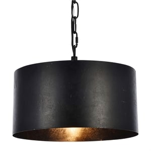 Pemberly Row 1-Light Transitional Metal Pendant in Vintage Black