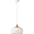 Pemberly Row 1 Light Aluminum Pendant in White & Natural Wood