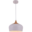 Pemberly Row 1 Light Aluminum Pendant in White & Natural Wood