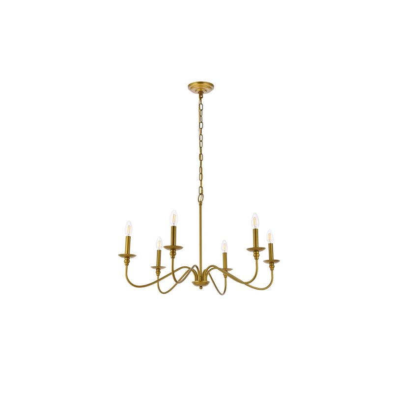 Pemberly Row 6-Light Transitional Metal Chandelier in Brass Finish