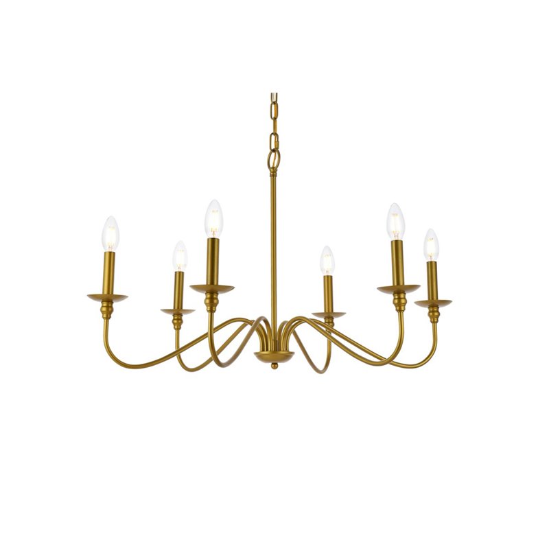Pemberly Row 6-Light Transitional Metal Chandelier in Brass Finish