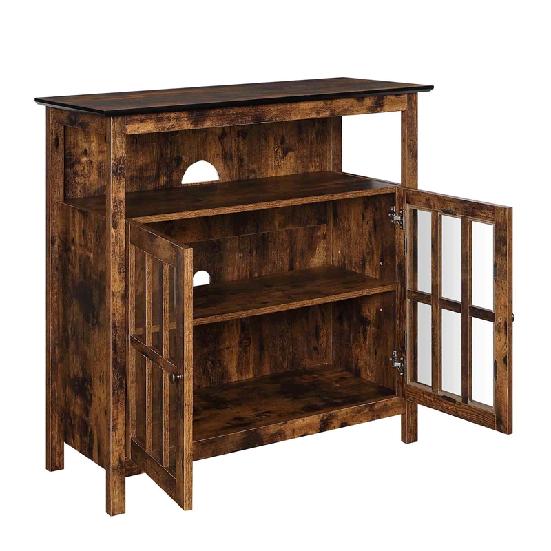 Pemberly Row TV Stand with Storage Cabinets in Brown Wood Finish