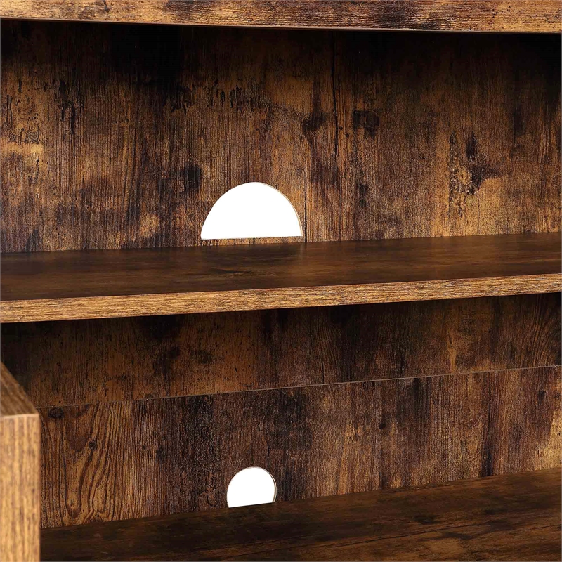 Pemberly Row TV Stand with Storage Cabinets in Brown Wood Finish