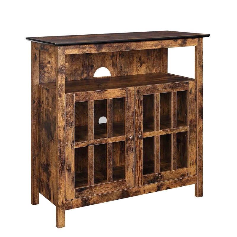 Pemberly Row TV Stand with Storage Cabinets in Brown Wood Finish