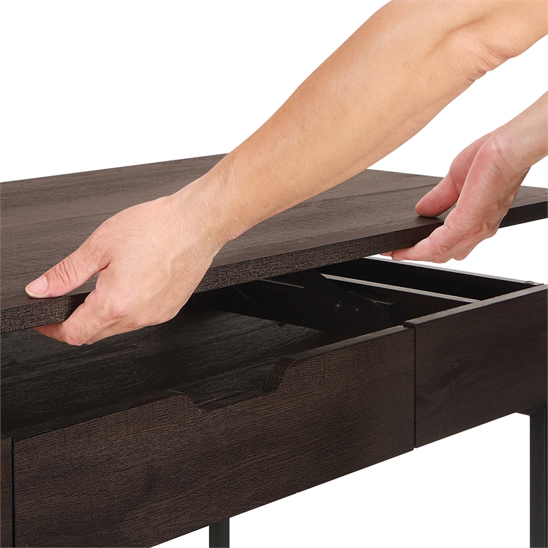 Pemberly Row Contemporary Sit-To-Stand Desk in Ozark Ash Engineered Wood