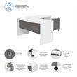 Pemberly Row Engineered Wood L-Shaped Bow Front Desk with Drawers - White & Gray