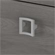 Pemberly Row Engineered Wood L-Shaped Bow Front Desk with Drawers - White & Gray