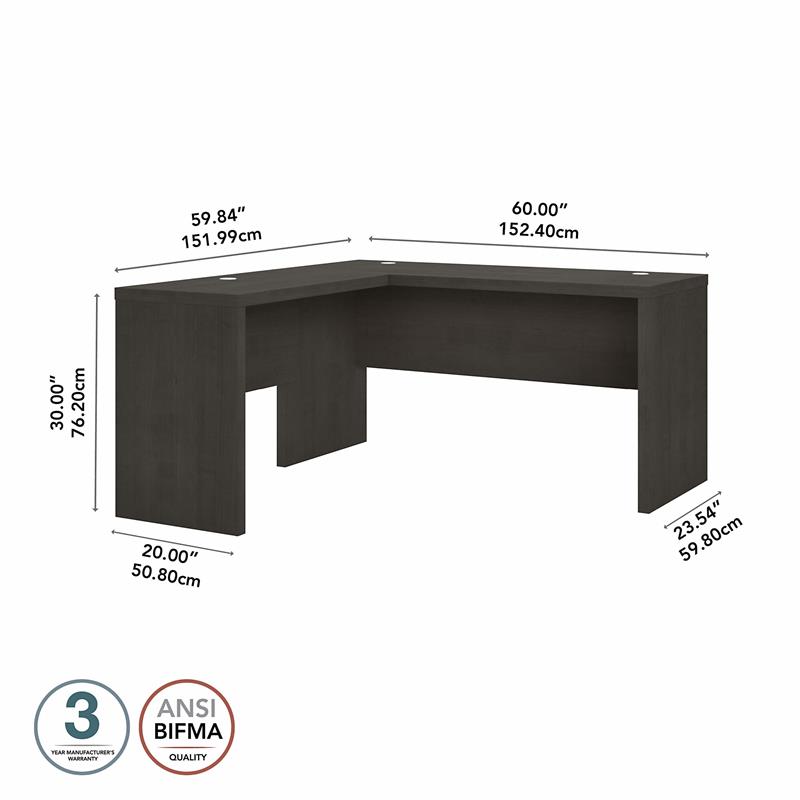 Pemberly Row L-Shaped Desk in Charcoal Maple - Engineered Wood