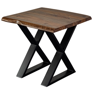 Pemberly Row Contemporary Solid Sheesham Wood End Table - Brown