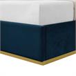 Pemberly Row Navy Velvet King Upholstered Powder Coated Gold Frame and Base Bed