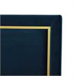 Pemberly Row Navy Velvet King Upholstered Powder Coated Gold Frame and Base Bed