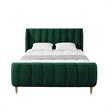 Pemberly Row Green Velvet King Upholstered Channel Tufted Bed