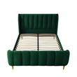 Pemberly Row Green Velvet King Upholstered Channel Tufted Bed