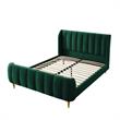 Pemberly Row Green Velvet King Upholstered Channel Tufted Bed