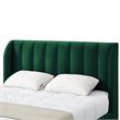 Pemberly Row Green Velvet King Upholstered Channel Tufted Bed