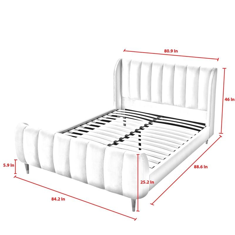 Pemberly Row Green Velvet King Upholstered Channel Tufted Bed