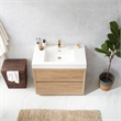 Pemberly Row Single Sink Bathroom Vanity Natural Oak Wood White Top - No Mirror