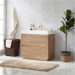 Pemberly Row Single Sink Bathroom Vanity Natural Oak Wood White Top - No Mirror