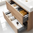 Pemberly Row Single Sink Bathroom Vanity Natural Oak Wood White Top - No Mirror