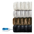Pemberly Row Contemporary Polyester Knitted Solid Faux Fur Heated Throw in Gray