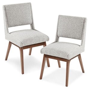 Pemberly Row 19.25&quot Solid Wood Dining Side Chairs in Light Gray (Set of 2)