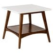 Pemberly Row Mid-Century Rubber Wood End Table in Off White/Pecan