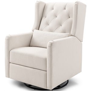 pemberly row polyester fabric recliner in performance cream eco weave