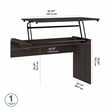 Pemberly Row Engineered Wood 3 Position Sit to Stand Desk Return in Heather Gray