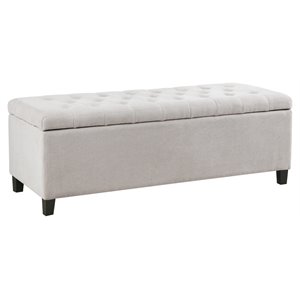 pemberly row solid wood and polyester storage bench in natural/black