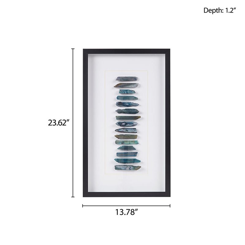 Pemberly Row Stones Real Natural Agate Framed Shadowbox in Blue