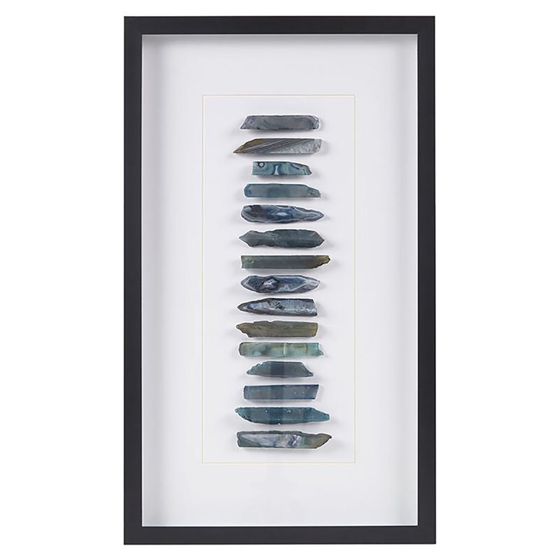 Pemberly Row Stones Real Natural Agate Framed Shadowbox in Blue