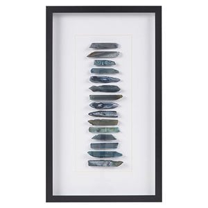 Pemberly Row Stones Real Natural Agate Framed Shadowbox in Blue