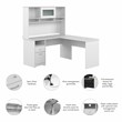 Pemberly Row 60W L-Shaped Computer Desk with Hutch in White - Engineered Wood
